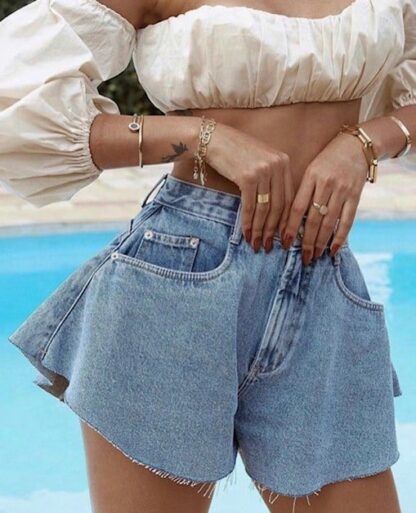 Short jeans lavagem clara
